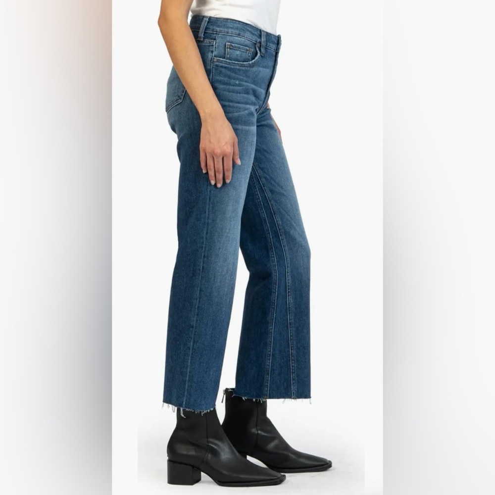 NWT KUT FROM THE KLOTH Kelsey Fab Ab High Waist Raw Hem Ankle Flare Jeans - Picture 3 of 9